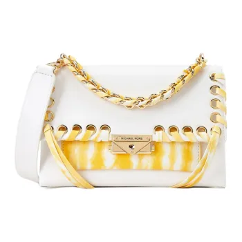MICHAEL KORS Cece Leather Shoulder Bag, Crossbody Bag, Handbag Medium Size Women's Yellow White