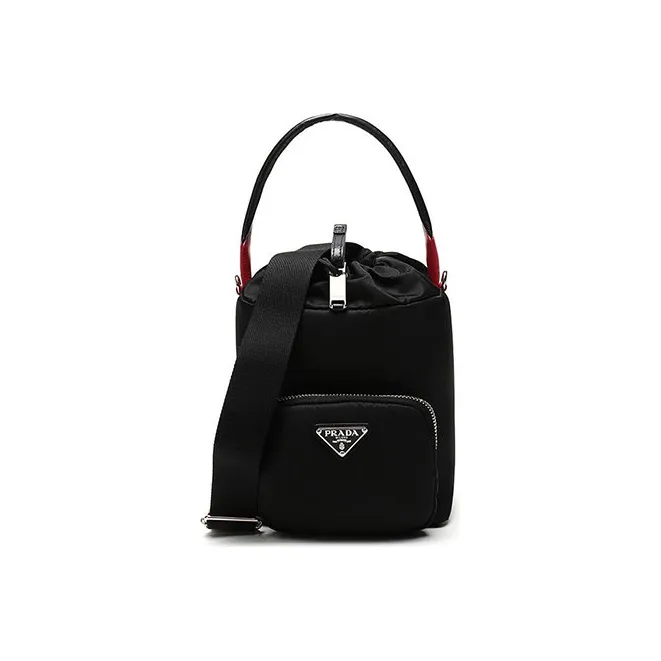 PRADA Nylon Fabric Bucket Bags One Shoulder Handbags Women's Black-0