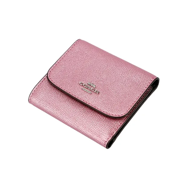 COACH Leather Wallet Women's Metallic Pink-4