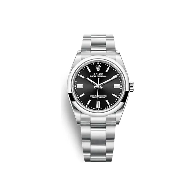 ROLEX Oyster Perpetual Automatic Mechanical Movement Women's Watch 36mm Black Dial Oystersteel Case Oystersteel Strap-0