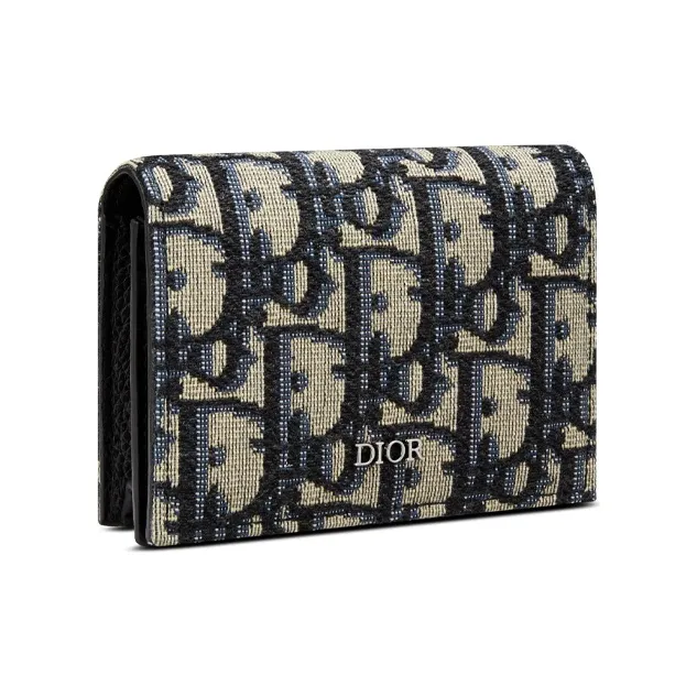 DIOR Fabric Card Holder Card Holder Unisex Denim Blue-1