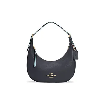COACH Bailey Refined Pebble Texture Smooth Leather Shoulder Bag, Handbag, Shoulder Bag Large Size Women's Blue Black