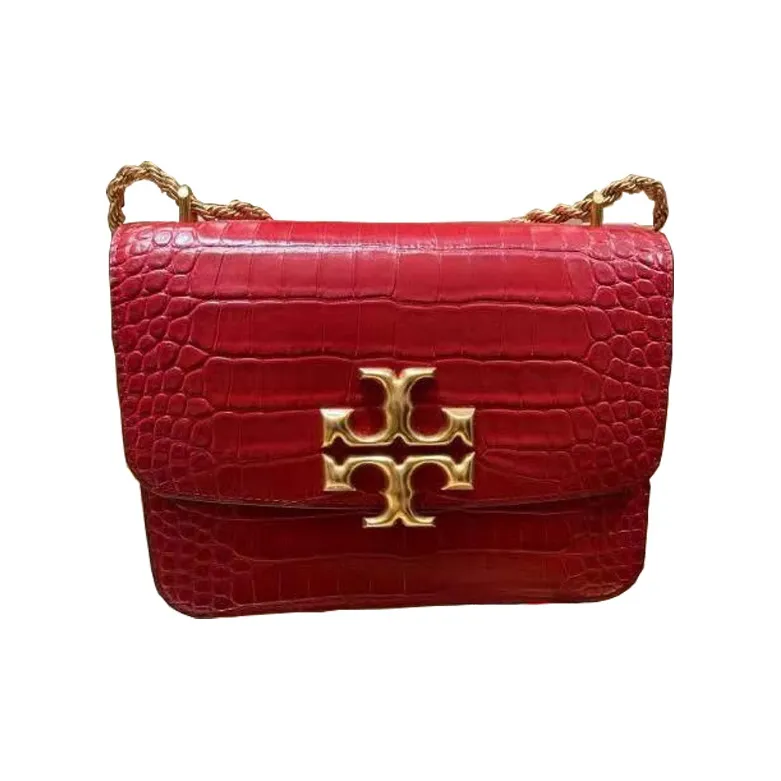 TORY BURCH Eleanor Crocodile Leather With Cow Leather Shoulder Bag, Crossbody Bag Women's Red-0