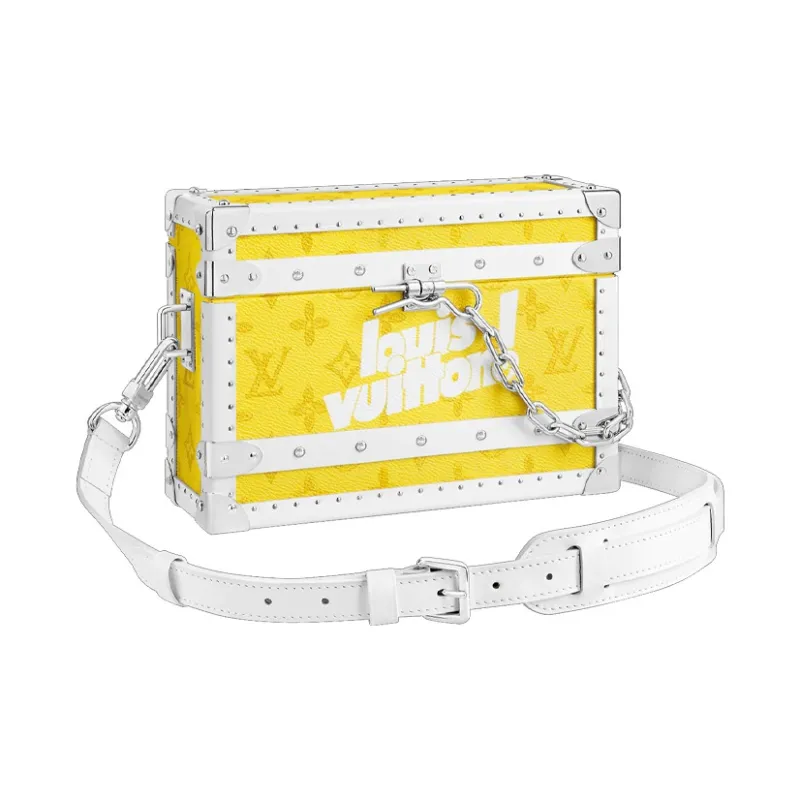 LOUIS VUITTON Canvas With Leather Small Hard Case Handheld Crossbody Bag Unisex Yellow-0