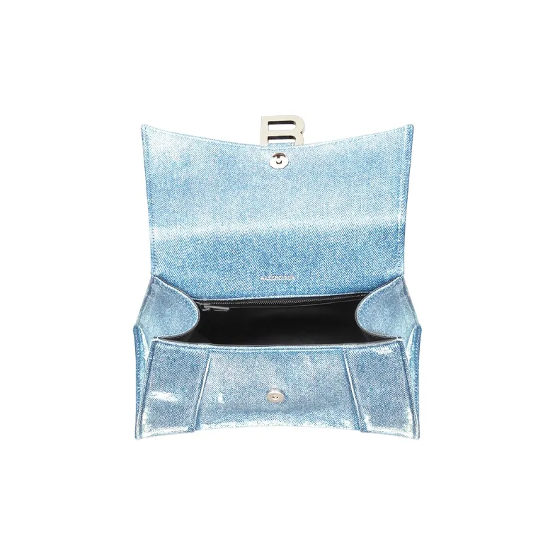 Balenciaga Washable Denim Hourglass Bag Shoulder Bag Crossbody Bag Handbag Small Size Women's Blue-2