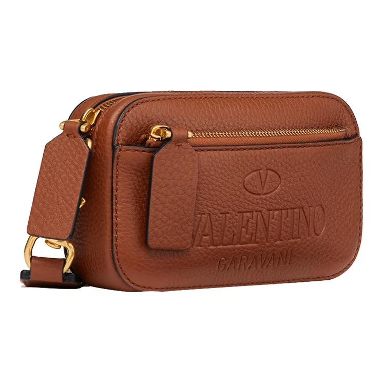 Valentino Leather Fanny Pack Shoulder Bag Crossbody Bag Small Size Men's Saddle Color-1