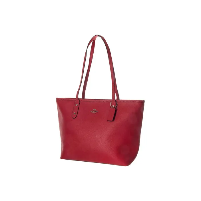 COACH Cow Leather Tote Bag Shopping Bag Shoulder Bags Women's Watermelon Red-1