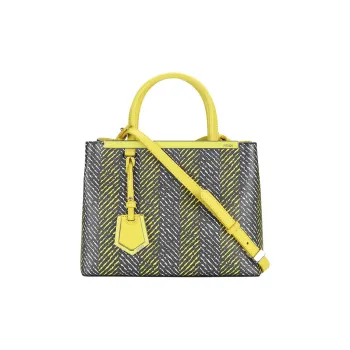 FENDI Patchwork Crossbody Handbag Small Size Women's Gray/Yellow