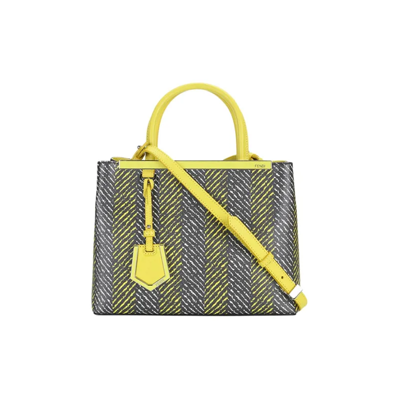 FENDI Patchwork Crossbody Handbag Small Size Women's Gray/Yellow-0