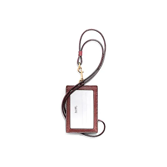 COACH Canvas And Smooth Leather Card Clip Card Holder Women's Morandi Color-1