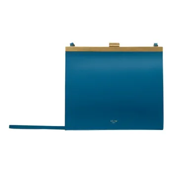 CELINE Clasp Natural Calfskin Shoulder Bag Crossbody Bag Mini Women's Water Duck Blue