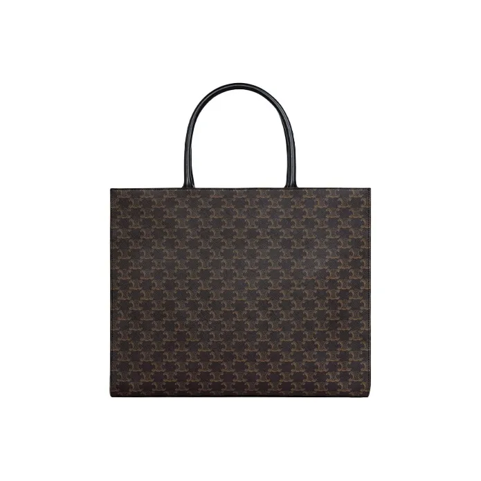 CELINE Cabas Leather Tote Bag Shopping Bag Handbag Men's Black-2