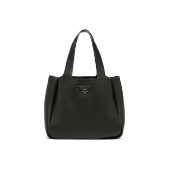 PRADA Leather Basket Bag Tote Bag Shopping Bag Handbag Women's Black