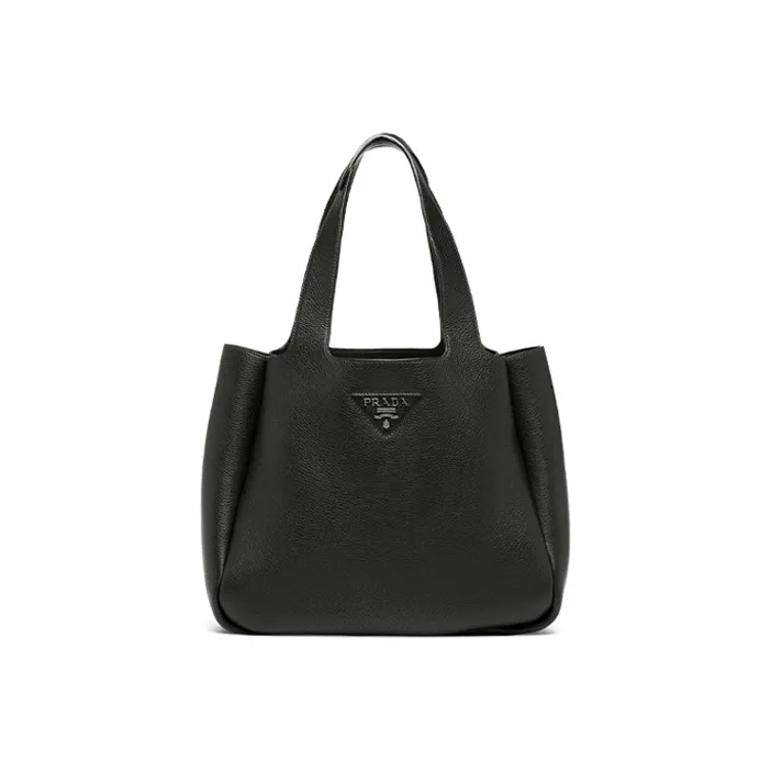 PRADA Leather Basket Bag Tote Bag Shopping Bag Handbag Women's Black-0