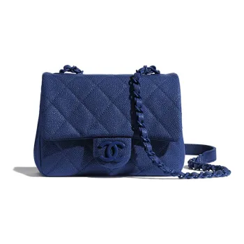 CHANEL Caviar Calfskin Flap Bag, Shoulder Bag, Crossbody Bag Women's Dark Blue