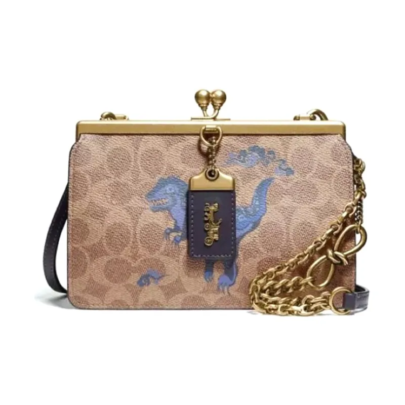 COACH Zhu Jingyi Zhu Jingyi Collaboration Frame Canvas Handbag Clutches Women's Khaki-0