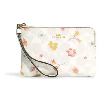 COACH Corner Zip PVC Wallet, Coin Pocket, Clutch Regular Women's Chalk White