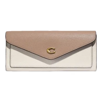 COACH Wyn Soft Leather Wallets Clutches Regular Women's White & Khaki