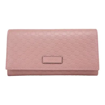 GUCCI Cow Leather Wallet Women's Pink Candy Color