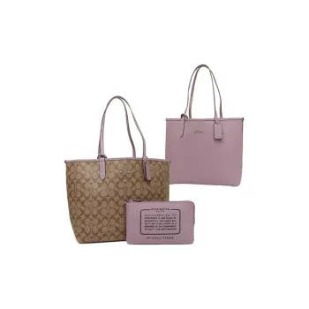 COACH City Canvas With Leather Tote Bag, Shopping Bag, Handbag Women's