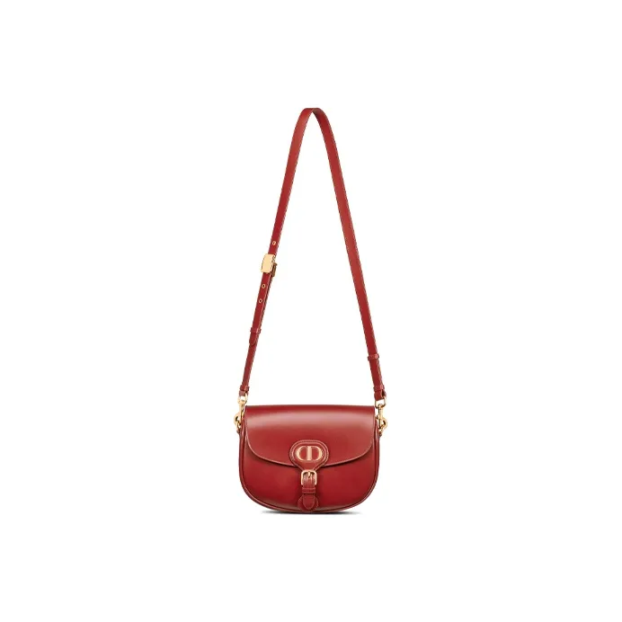 DIOR Bobby Smooth Finish Calfskin One Shoulder Crossbody Clutches Medium Size Women's Brick Red-4