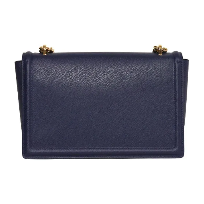 FERRAGAMO Calfskin Bowknot Bag Chain Bag Handbag Shoulder Bag Crossbody Bag Women's Navy Blue-2