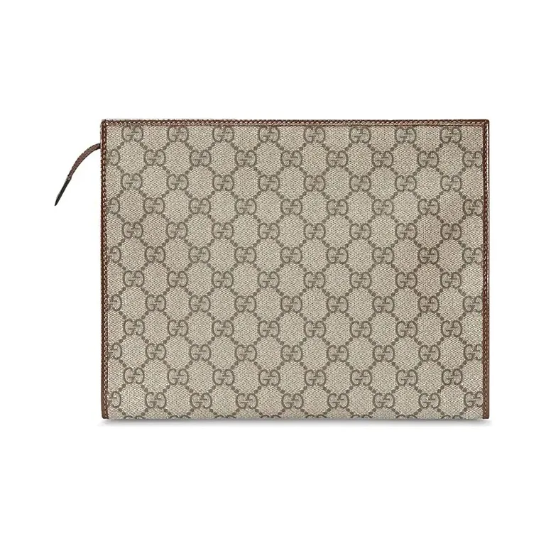 GUCCI Horsebit 1955 Canvas With Leather Clutch Unisex Ebony/Brown-3