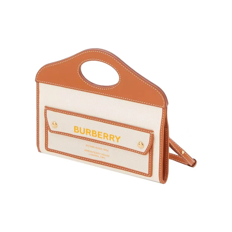 Burberry Canvas With Leather Clutch Mini Women's Deep Amber-2