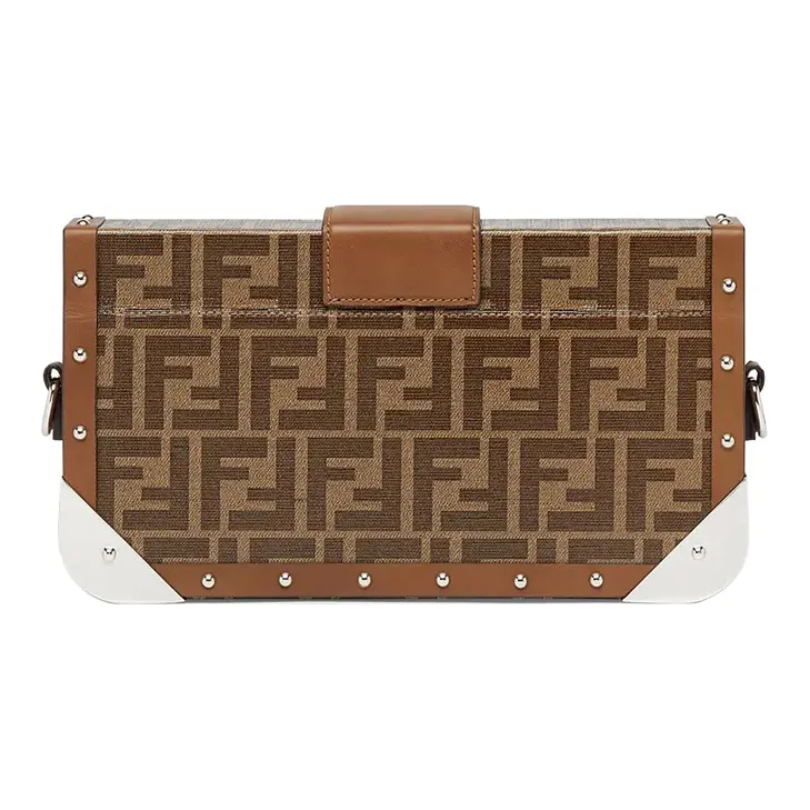 FENDI Baguette Fabric With Leather Baguette Bag Men's Brown-2