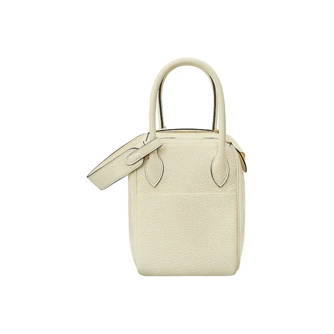 HERMES Lindy Taurillon Clemence Cow Leather Handbag, Shoulder Bag Women's I2 Nata Cream White-2