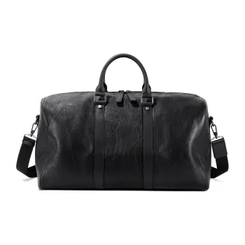 Ace Paul Top Grain Cow Leather Travel Bag Crossbody Handbag Large Size Men's Black/Brown