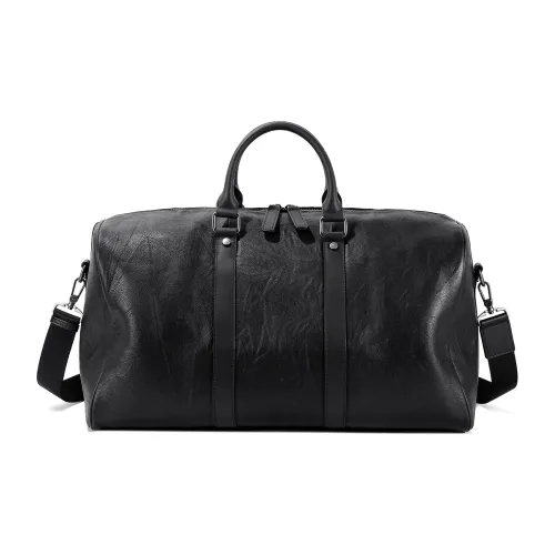 Ace Paul Top Grain Cow Leather Travel Bag Crossbody Handbag Large Size Men's Black/Brown