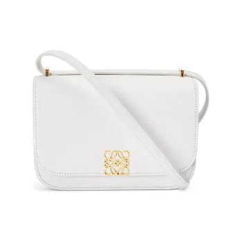 LOEWE Goya Silk Calfskin Small Square Bag Shoulder Bag Crossbody Bag Small Size Women's Cotton White