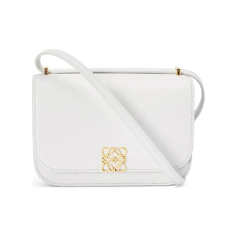 LOEWE Goya Silk Calfskin Small Square Bag Shoulder Bag Crossbody Bag Small Size Women's Cotton White-0