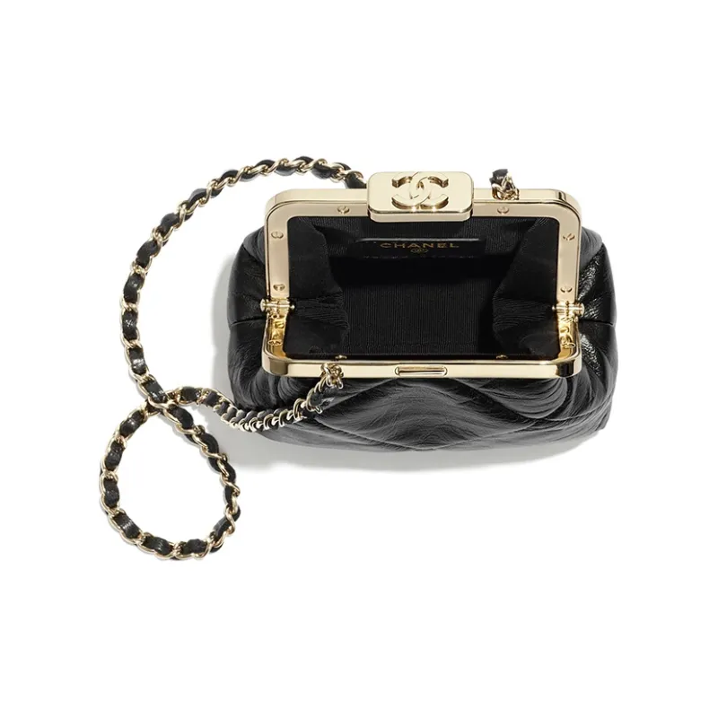 CHANEL Lambskin Dome Bag, Crossbody Bag, Shoulder Bag Women's Black-3