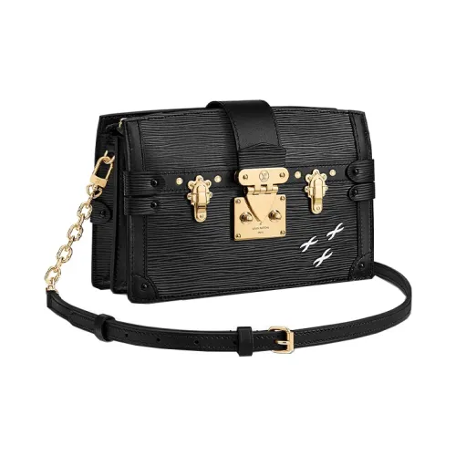 LOUIS VUITTON Trunk Clutch Cow Leather Crossbody Bag, Shoulder Bag Women's Black