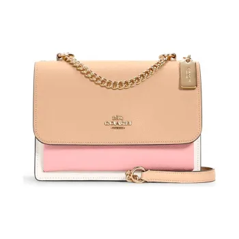 COACH Klare Leather Trunk Bag, Shoulder Bag, Crossbody Bag Trumpets Women's Light Khaki, Pink, White