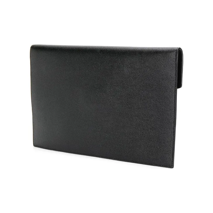 SAINT LAURENT Uptown Pouch Grain De Poudre Embossed Black-2