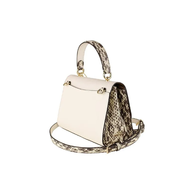 COACH Tilly Leather With Snakeskin Print Embossed Leather Shoulder Bag Crossbody Bag Medium Size Women's Milk White-1
