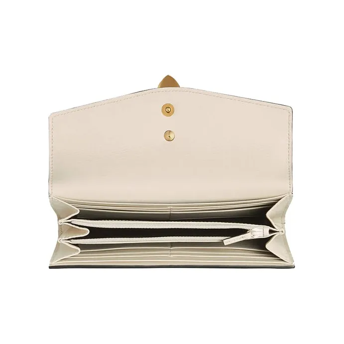 GUCCI Sylvie Leather Long Flap Wallet Women's White-2
