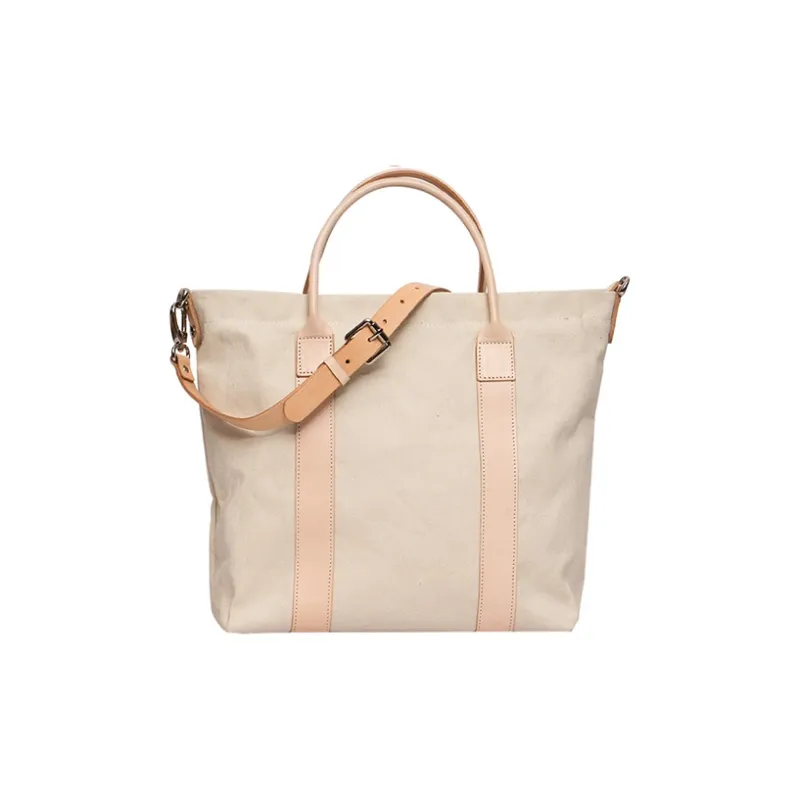 Julychagall Canvas Shoulder Bag, Crossbody Bag, Handbag Regular Unisex Ecru/Vegetable Tanned Cow Leather Original-0