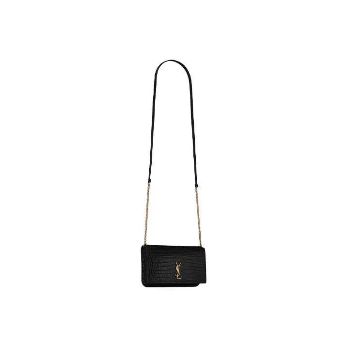 SAINT LAURENT CASSANDRE Calfskin Crossbody Bag With Cell Phone Pouch Women's Black-2