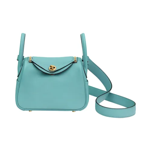 HERMES Lindy Swift Calfskin Handbag Shoulder Bag Crossbody Bag Mini Women's 3P Bleu Atoll Macaron Blue
