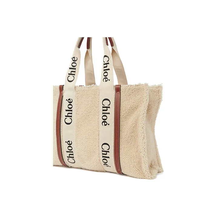 Chloe Woody Cow Leather One Shoulder Handbags Women's Beige/Brown-1