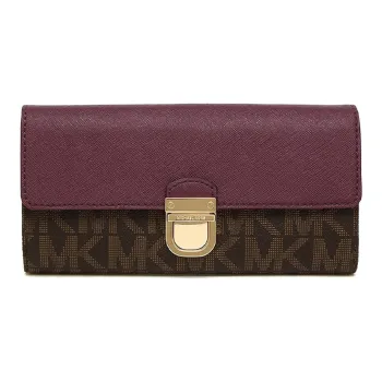 MICHAEL KORS Bridgette PVC Coated Canvas With Leather Wallet Women's Brown