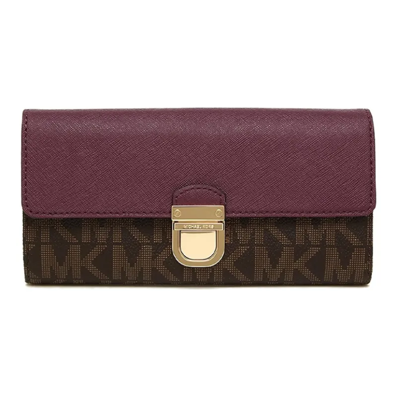 MICHAEL KORS Bridgette PVC Coated Canvas With Leather Wallet Women's Brown-0