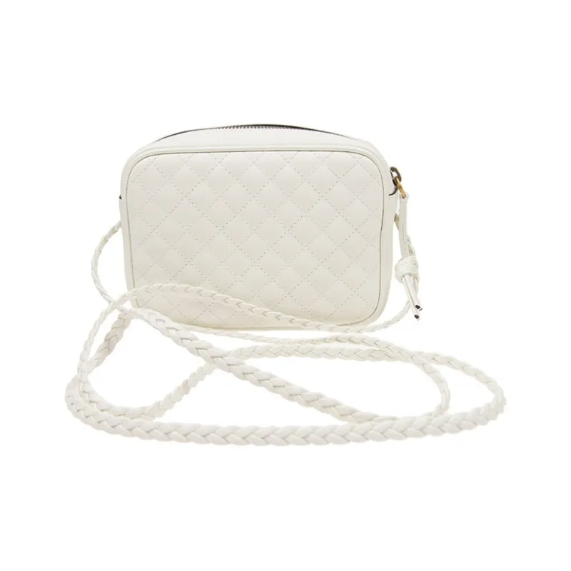 GUCCI Diamond Pattern Leather Camera Bag Shoulder Bag Crossbody Bag Mini Women's White-2