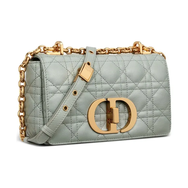 DIOR Caro Soft Cow Leather Handbag Shoulder Bag Crossbody Bag Small Size Women's Gray-1