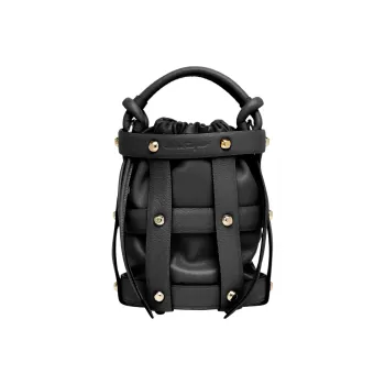 FERRAGAMO CAGE Cow Leather Bucket Bag, Crossbody, One Shoulder Handbag Regular Women's Black