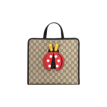 GUCCI Canvas With Leather Tote Bag Shopping Bag Portable Kids' Bags Kids' Ebony/Red